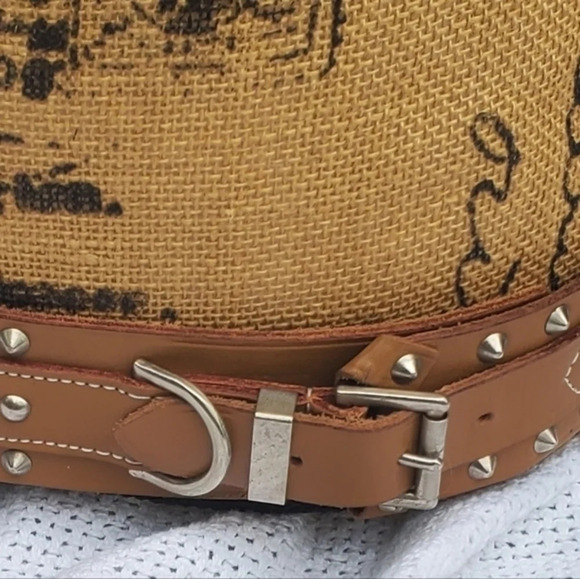 French Connection Vintage Nailhead Wide Leather Belt M/‎ L - Picture 2 of 14